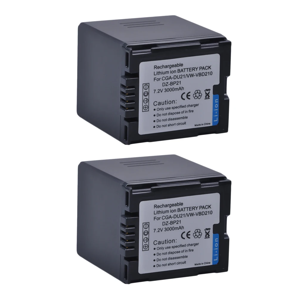 

2Pcs High Capacity CGA-DU21 3000mAh CGA DU21 CGADU21 Camera Battery For Panasonic NV-GS330 GS400 GS408 GS500 GS508 MX500 PVGS90