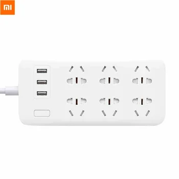 

Oringinal Xiaomi MiJia Power Strip 2A Fast Charging 3 USB Extension Socket Plug 6 Standard Socket Adapter Multi-Purpose Sockets