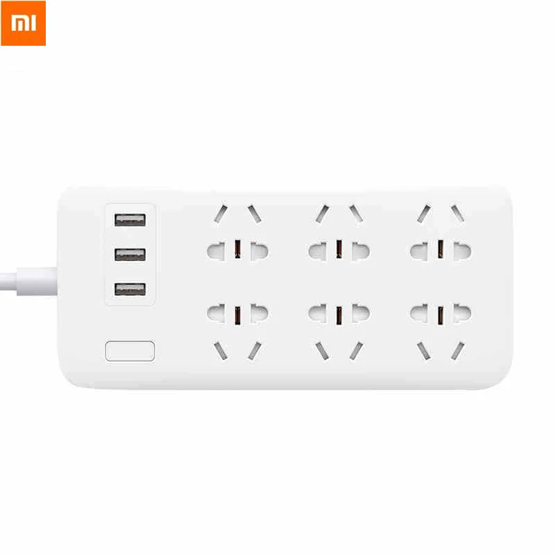 melhor Oringinal xiaomi mijia tira poder 2a carregamento rápido 3 soquete adaptador de tomada de extensão usb 6 padrão multi purpose soquetes