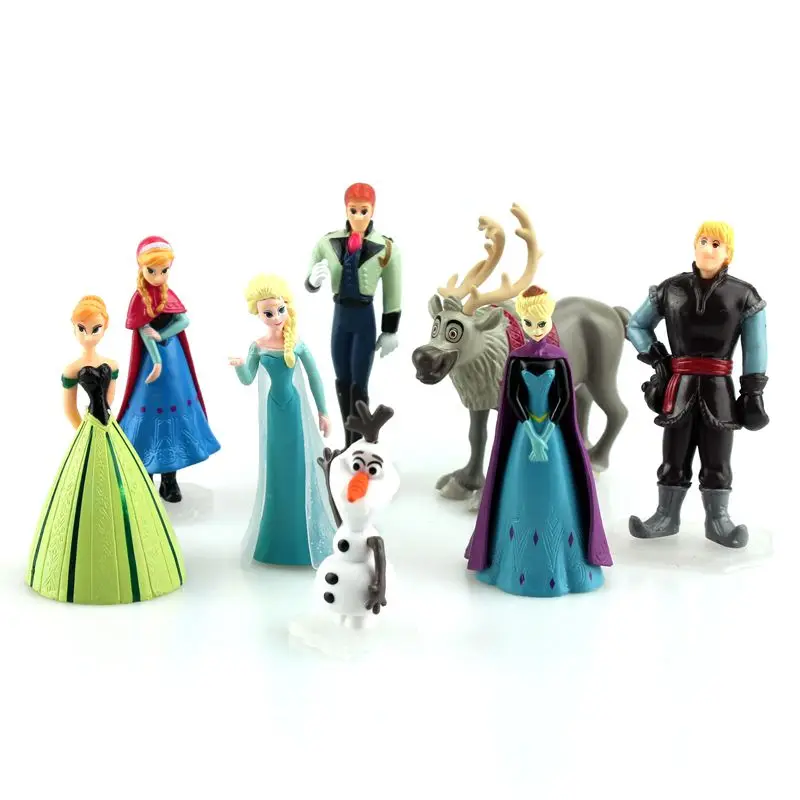 Disney Princess Toys 8Pcs/Set Frozen Elsa Anna Action Figure Kristoff Sven Olaf PVC Model Dolls Collection Birthday Gift Toys