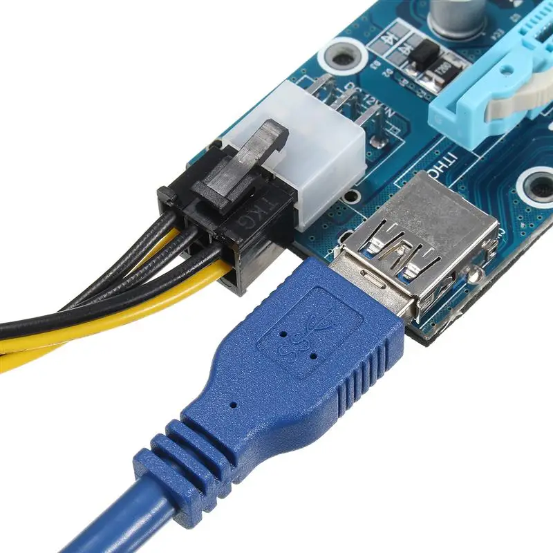 Оптовая продажа 5 шт. USB 3.0 PCI E Экспресс 1X 4x 8x 16x Райзер адаптер карта SATA 15pin штекер к