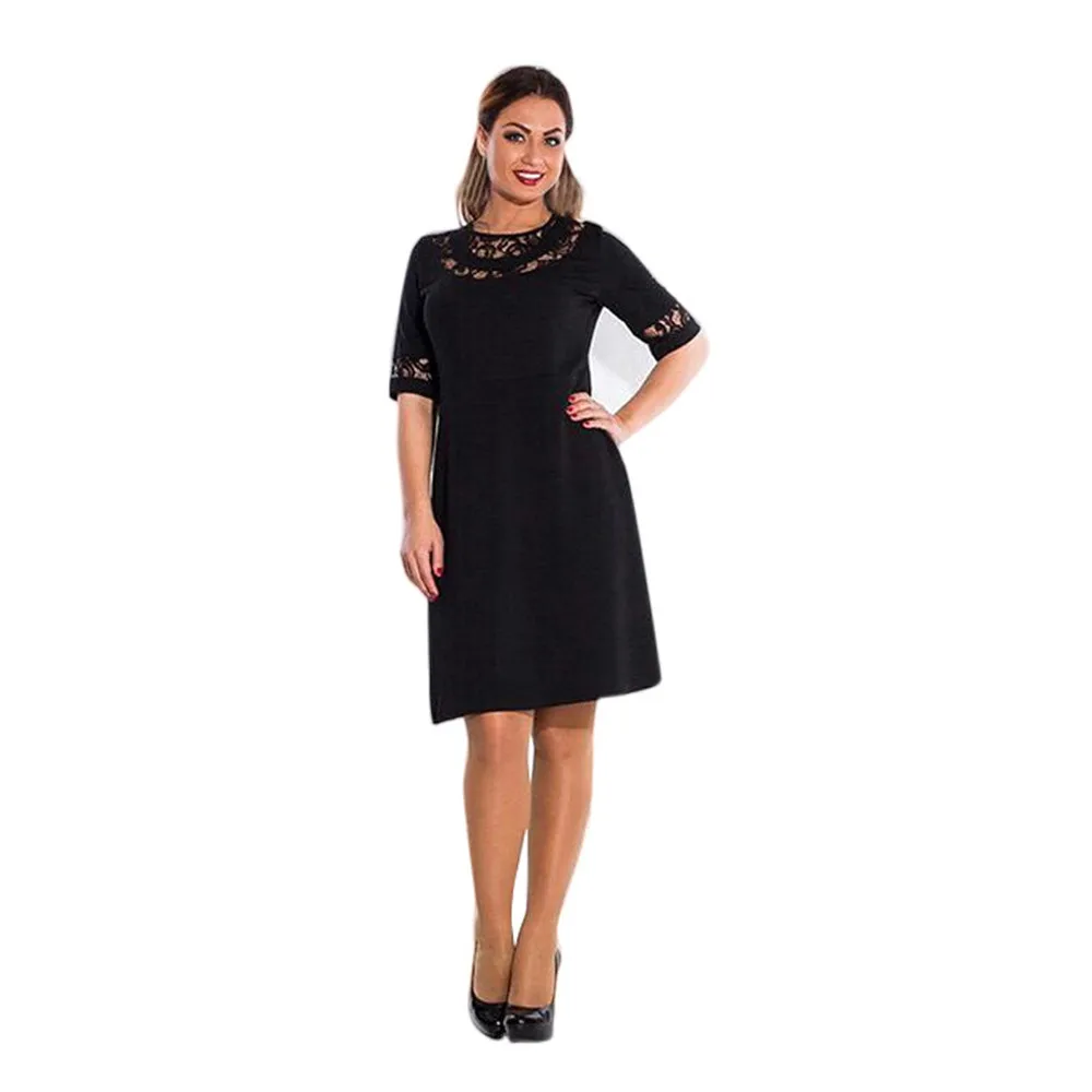 

SAGACE PLUS SIZE New Sexy Women Lace Dress Long Evening Party Formal Dress fashion Straight Half Casual Dress travel July 17