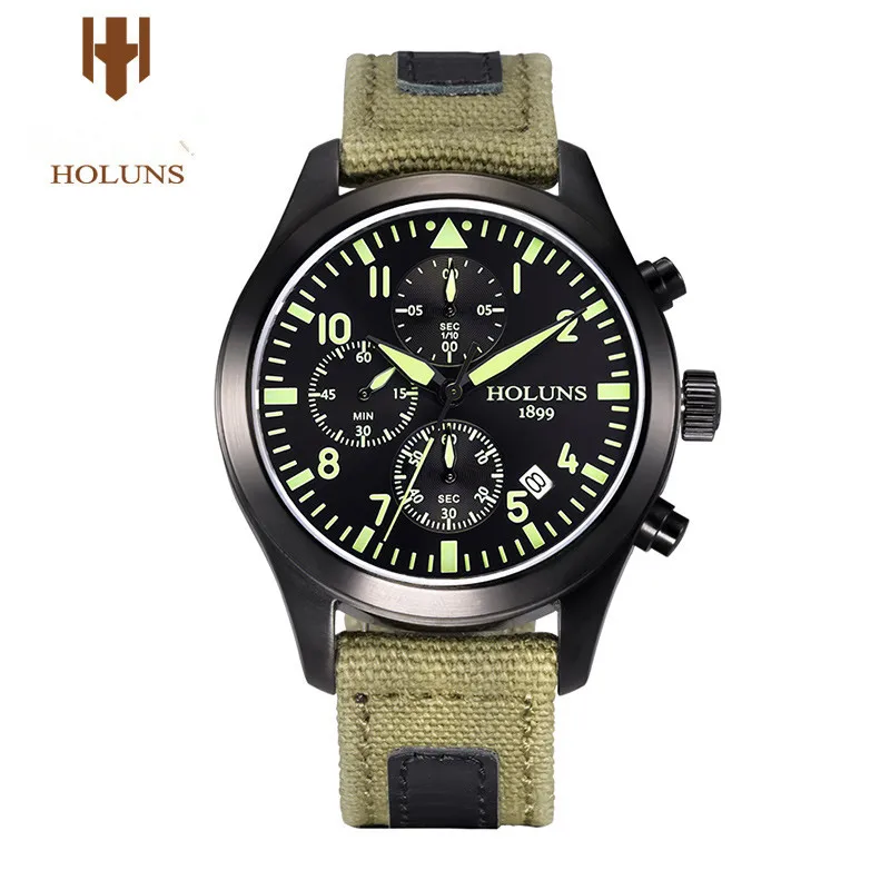 

HOLUNS luxury Men Watch multifunctional sports chronograph watch luminous military waterproof watches