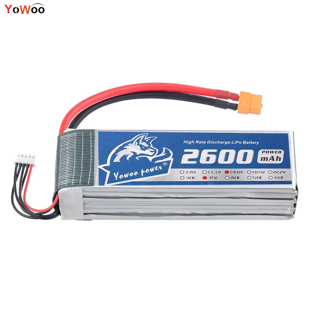 

YOWOO RC Lipo 4S 2600mAh Battery 14.8v 35C Max 70C Strap Drone AKKU For Helicopter Airplane Car Boat Model Quadcopter UAV FPV