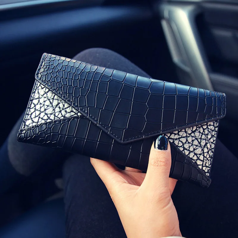 Women Black Wallets High Quality PU Leather Wallet Female Hasp Fashion Alligator Long Women Purse With Note Compartment st0179 