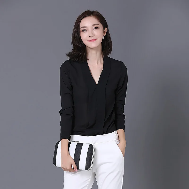 Элегантная Осенняя модная женская блузка Женские повседневные топы рубашка с