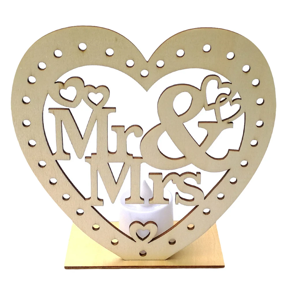 В форме сердца Mrs подсвечник винтажный деревянный настенный DIY принадлежности