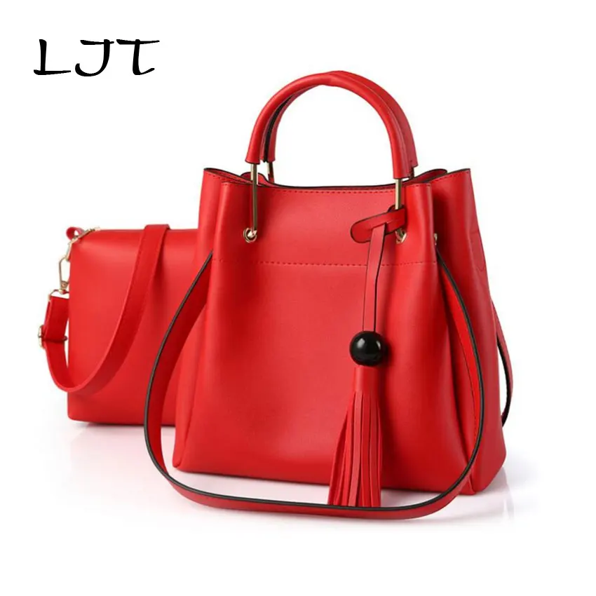 LJT 2019 Nová módní kompozitní taška OL Commuter Bag Luxusní kabelky Dámské Tašky Designer Dámské Tašky Messenger se střapcem 2ks / set