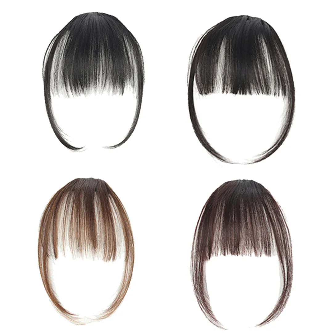 High Temperature Fiber Thin Air Fringe Bangs False Fake Hair Extension Clip on Front Hairpiece Fake Hair Fringes For Women
