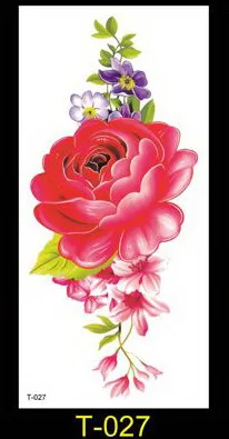 1 шт. 40 моделей 3D вишневые цветы розы большие цветы водонепроницаемые Временные татуировки для женщин флэш тату руки тату наклейки на плечо - Цвет: T027