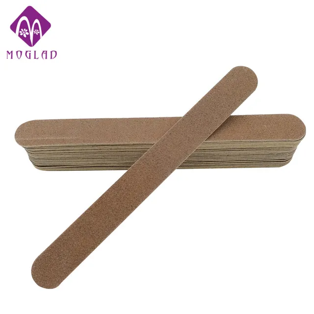 5pcs/lot 100/180 wooden nail files buffers Ultra thin Long strip brown