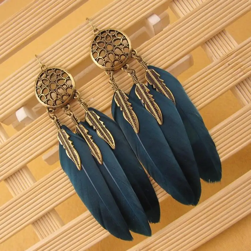 

2019 Stylish Bohemia Earrings Feather Long Design Dream Catcher Earrings for Women Jewelry Feather Ornaments Earring