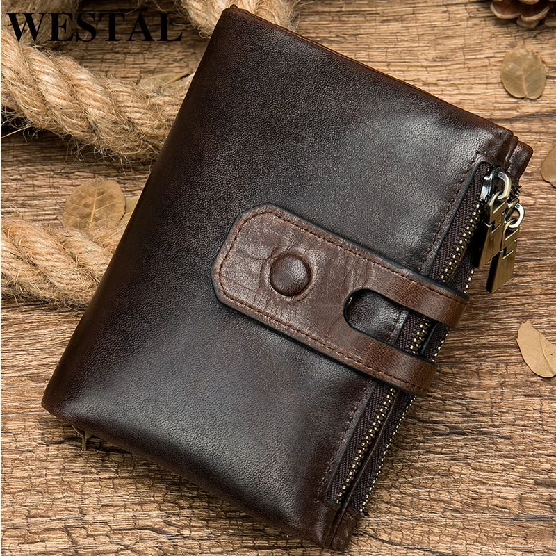 

WESTAL male wallet genuine leather coin pocket male credit card holder purse for men money bag man cluth bag short slim wallet