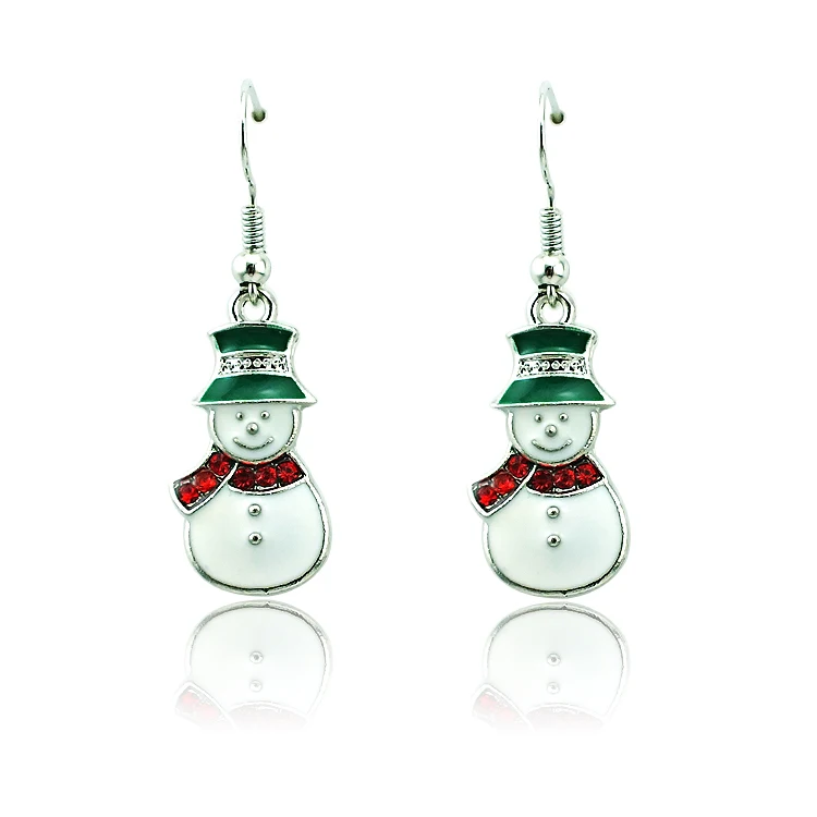 (6 Pairs/lot) Silver Bling Christmas Snowman Earringsin Drop Earrings