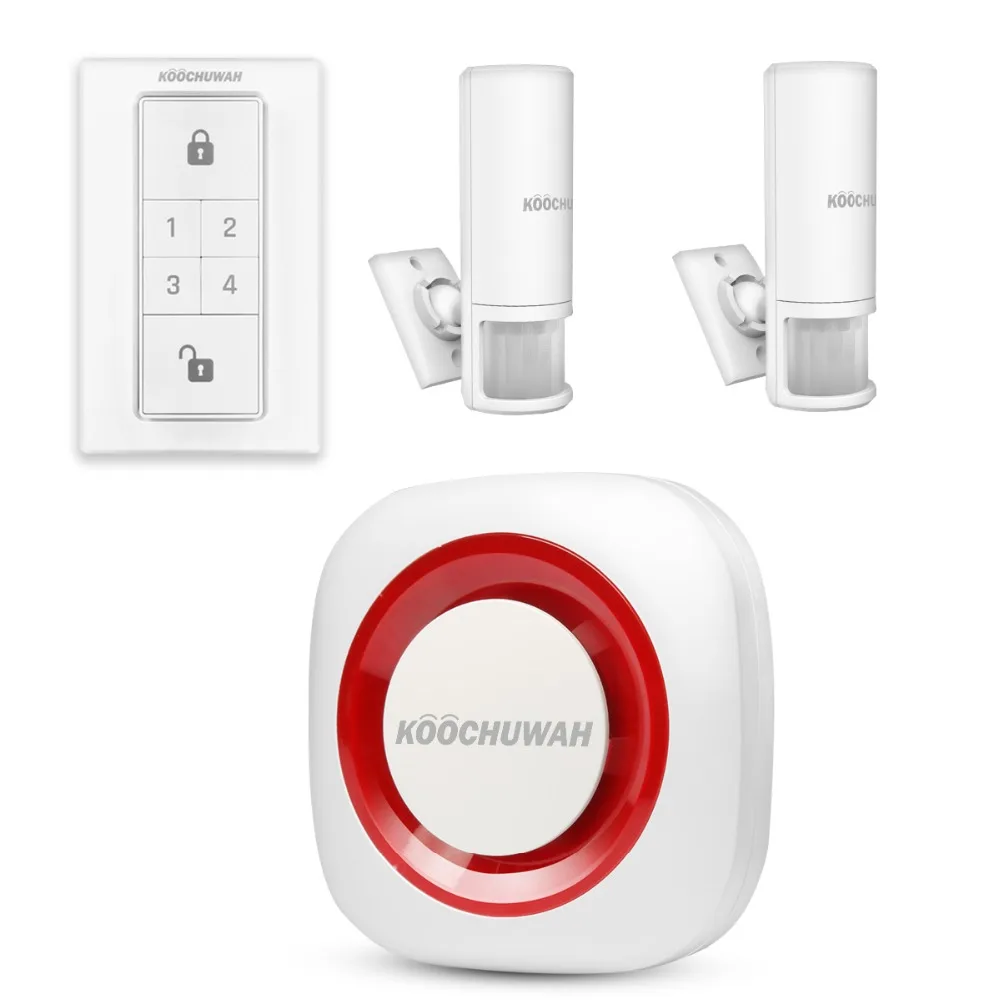 

KOOCHUWAH Car Alarm Systems Security Home Wireless Infrared Motion Detector Sound Light Alert for Garage Security Driveway Alarm