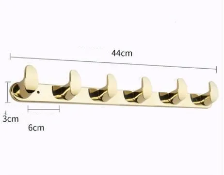 Ванная комната полированный золотой/черный/хром крючок для халата крючок для полотенец настенное крепление квадратное полотенце халат пальто шляпа дверная вешалка - Цвет: gold 6 hooks