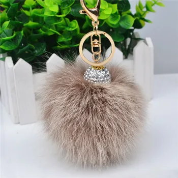 

Brand 10cm Real fox Fur Ball Pom Pom keychain Car Key ring Bag Charm