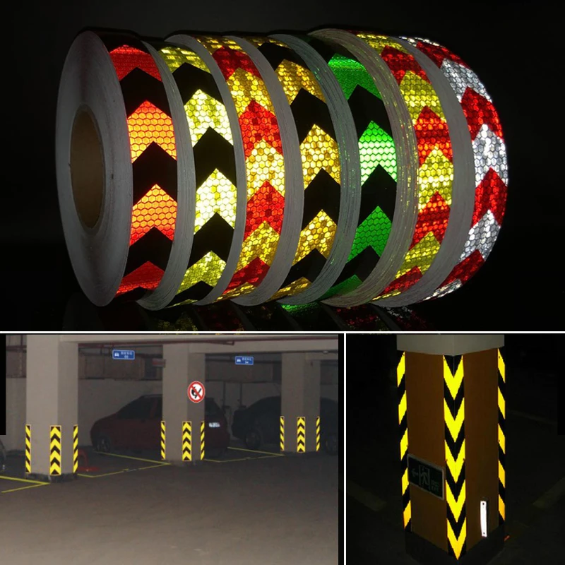 25mmx25m Color Arrow Self-Adhesive Reflective Warning Tape for Body Signs