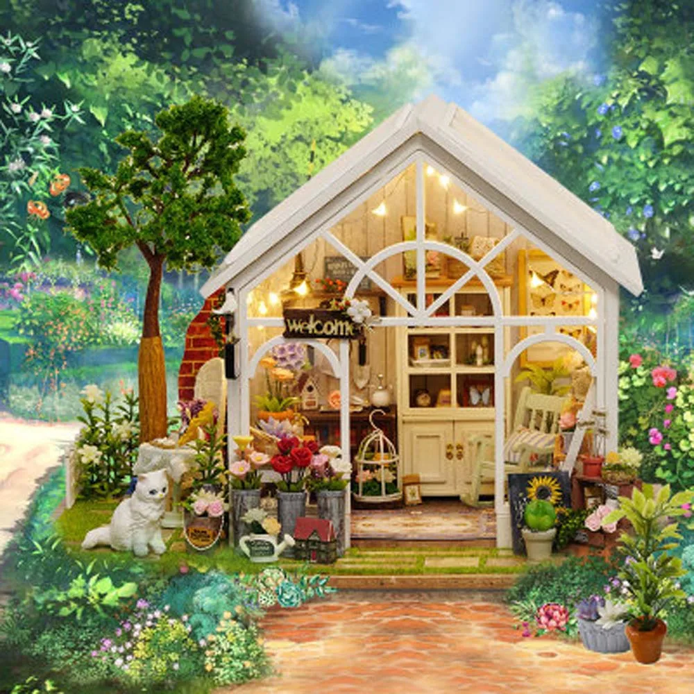 

DIY Doll House Wooden Doll Houses Miniature dollhouse Furniture Kit Toys for children Gift doll houses Sunshine Greenhouse