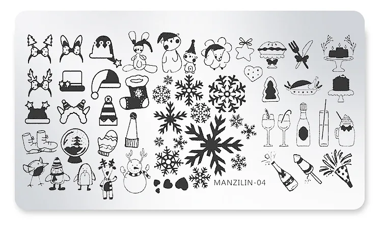 1 шт 12*6 см Рождественская пластина для стемпинга для нейл-арта снег Хэллоуин шаблон Маникюр изображение DIY ногтей дизайнерские шаблоны фестиваль год