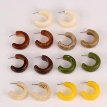 Модные богемные большие серьги из смолы, оригинальные серьги из ацетата с-образной формы, геометрические РЕТРО Акриловые Новые серьги для женщин