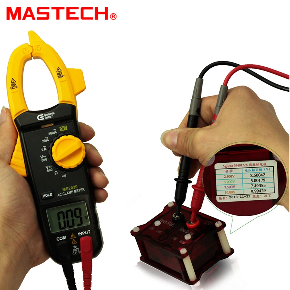 MASTECH MS2030 2A-400A Мини AC цифровой клещи мультиметр AC DC Напряжение/AC Ток/сопротивление/диод
