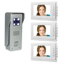 YobangSecurity 7″ LCD Wired Video Intercom Doorbell System Video Door Phone Bell Kit,Unlock,Dual-way Intercom 1 Camera 3 Monitor