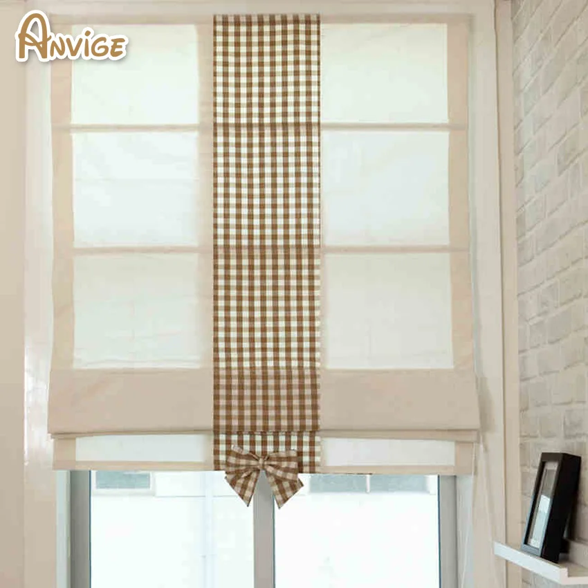 

Modenr Striped Cotton Fabric Roman Blinds Roller Shutter Window Treatment Customized Curtain Drapes