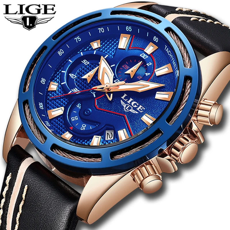 

Reloje 2018 LIGE Men Watch Male Leather Automatic date Quartz Watches Mens Luxury Brand Waterproof Sport Clock Relogio Masculino