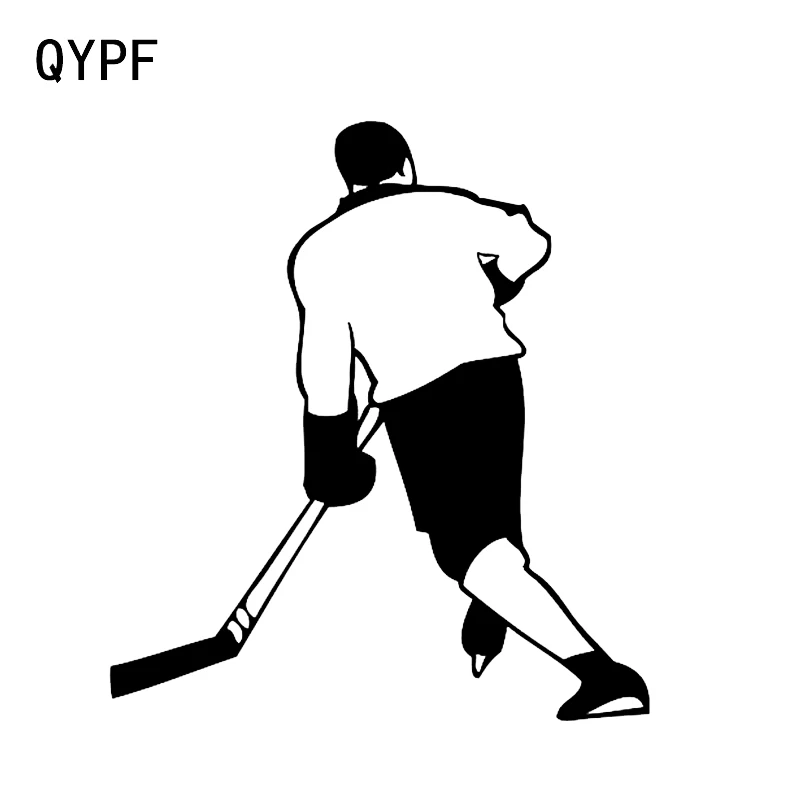 

QYPF 12.8*14.3CM Hockey Decor Car Styling Stickers Vinyl High Quality Silhouette Black Silver C16-0577