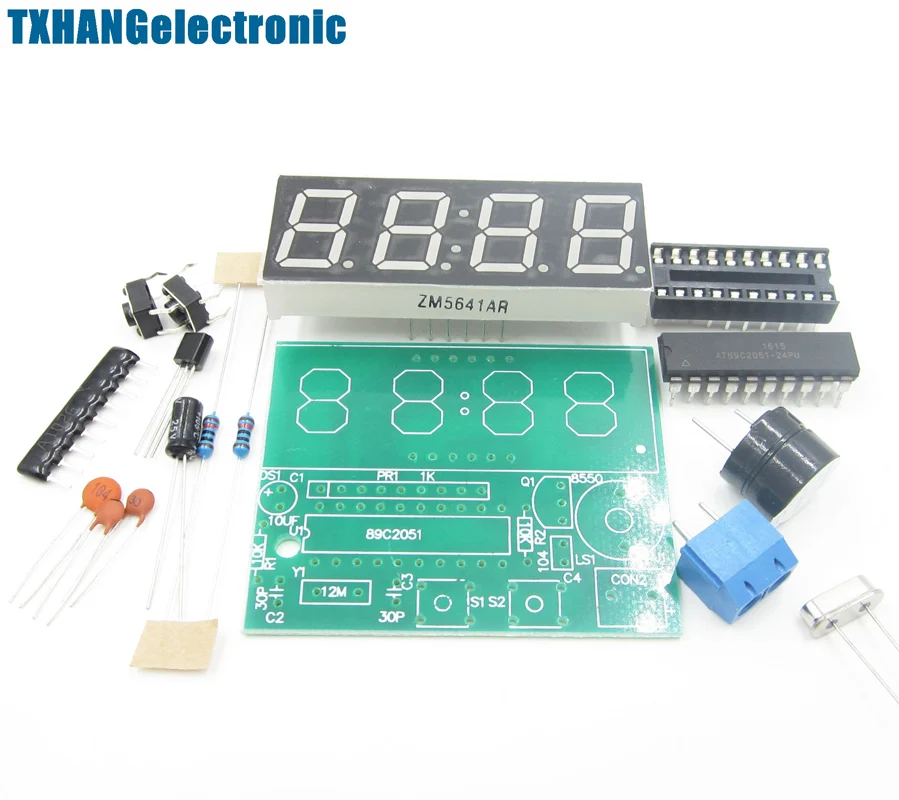 

AT89C2051 Digital 4 Bits Electronic Clock Electronic Production Suite DIY Kit