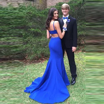 

Sexy Royal Blue Prom Gown Spaghetti Strap Beading Mermaid Formal Dress for Wedding Party vestido de festa