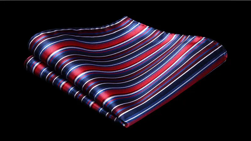 Men Woven Party Wedding Red Blue White Striped Self Bow Tie Pocket Square Set#BS610RS Bow Tie handkerchief set