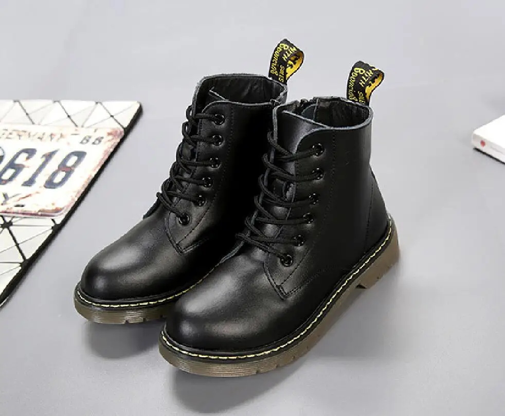 

Children Martin Boots Cow Muscle Top Quality Genuine Leather Shoes For Girls & Boys Fashion Kids Snow Boots Size 26-40