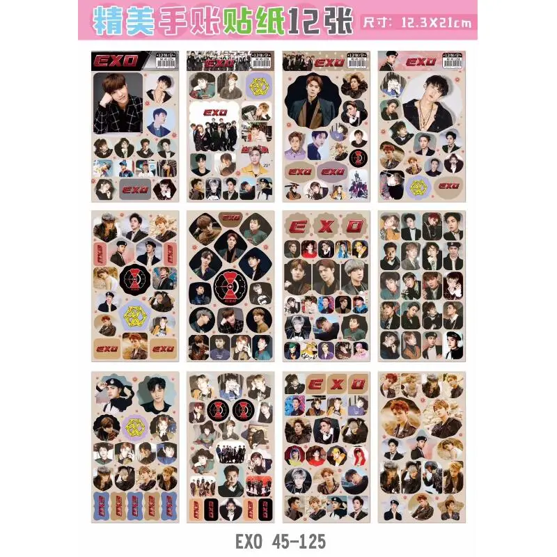 

120 sheets/lot KPOP EXO Sticker TOY XIUMIN SUHO LAY BAEKHYUN CHEN CHANYEOL Figure magic 3d wall stickers for kids rooms