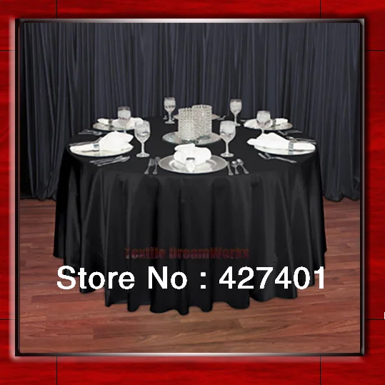 Hot Sale Black 54" round shaped poly satin table cloth/Tablecloths/Table overlay for wedding