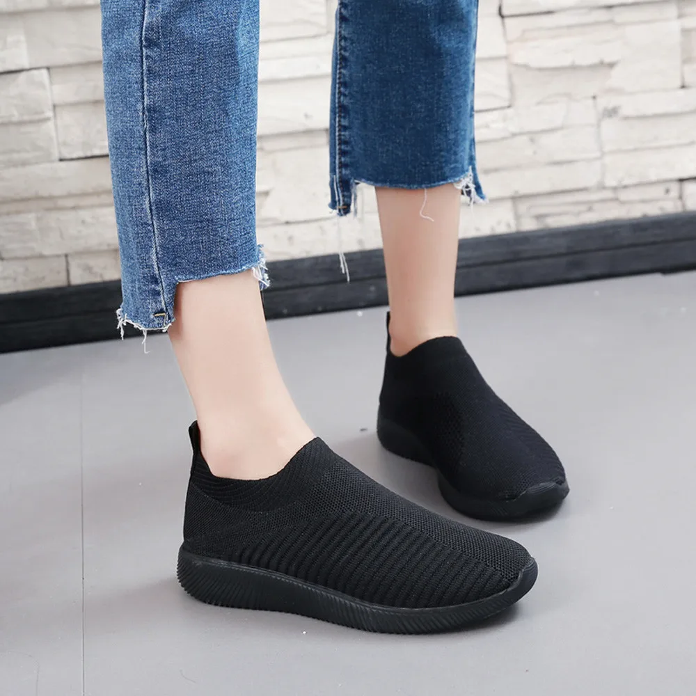 

Women Shoes Knitting Sock Sneakers Women Spring Summer Slip On Flat Shoes Women Plus Size Loafers Flats Walking krasovki#15