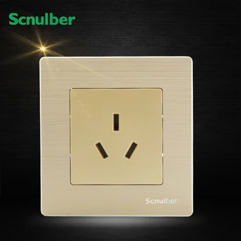 

86mm AU standard luxury champagne PE 3pin 16A 3 poles metal wall switch socket
