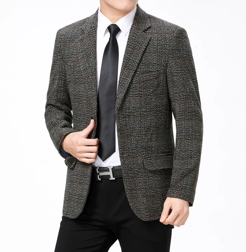 WAEOLSA Men Slim Fit Blazers Male Classical Grain Suit Coat Mans Smart Casual Blazer Masculino Blends Suit Jackets Chinese (11)