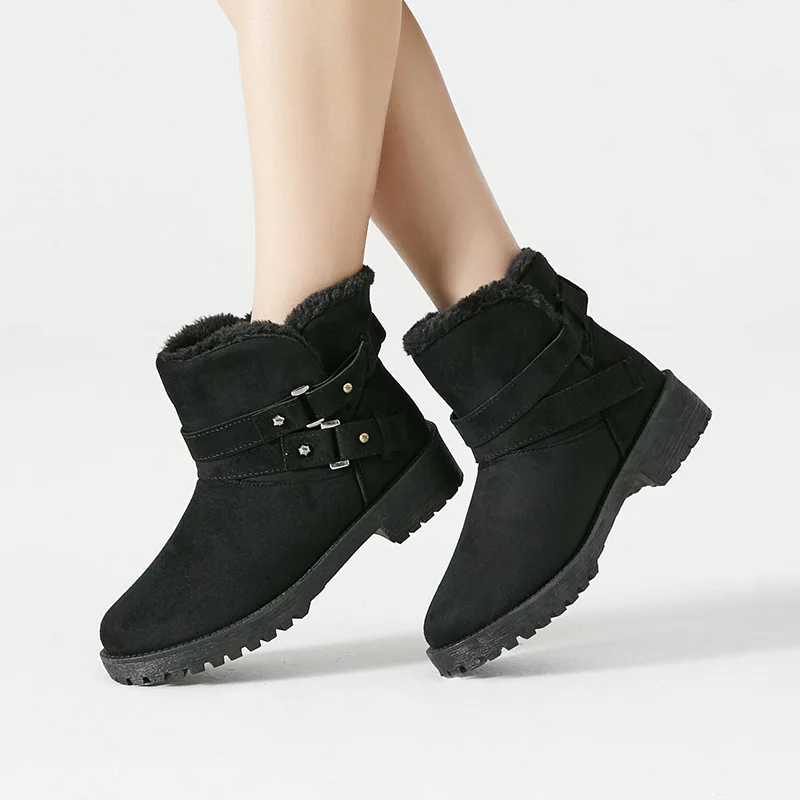 Stiefeletten Neue Frauen Booties Stil Schnee 35 43 Schwarzes Britischen Schuhe grau Runde Größe Boot orange Casual blau Warme Kappe Winter Stiefel drtIwqxr