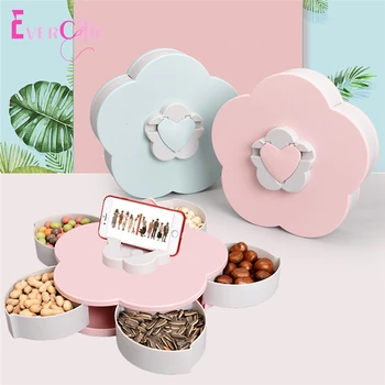 

Double-deck Rotary Storage Box Flower Design Wedding Snack Candy Box Jewelry Organizer Cosmetic Dry Fruit Storage Bin