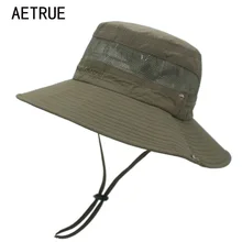 AETRUE, модные солнцезащитные шляпы для мужчин, флоппи, летние соломенные шляпы, женские, одноцветные, рыболовные, сетчатые, пляжные, Панамы, морские, с широкими полями, шляпа, кепка
