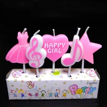 5 шт./компл. креативное новое розовое платье с сердцем музыкальные нотки Свеча для торта вечерние торт украшение на верхушку для детей на день рождения