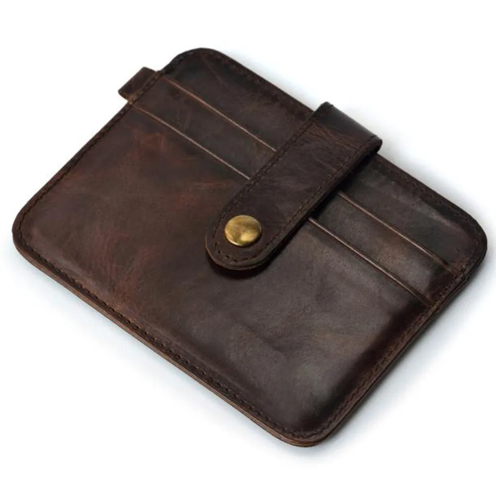 

Hot Sale Business Men Mini Wallet Coin Purse Vintage Leather Coin Slim Credit Card Holder Mini Wallet ID Case Purse Clutch Pouch