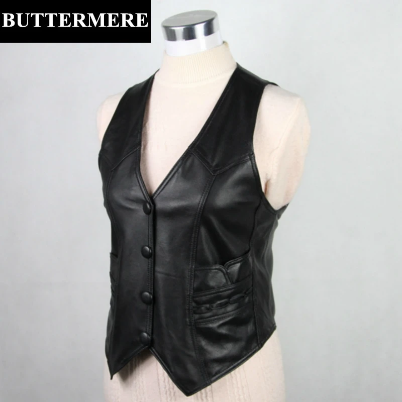 Autumn Winter Leather Vest Womens Sleeveless Waistcoat Genuine Sheepskin Leather Jacket Real Goatskin High End Designer Clothes