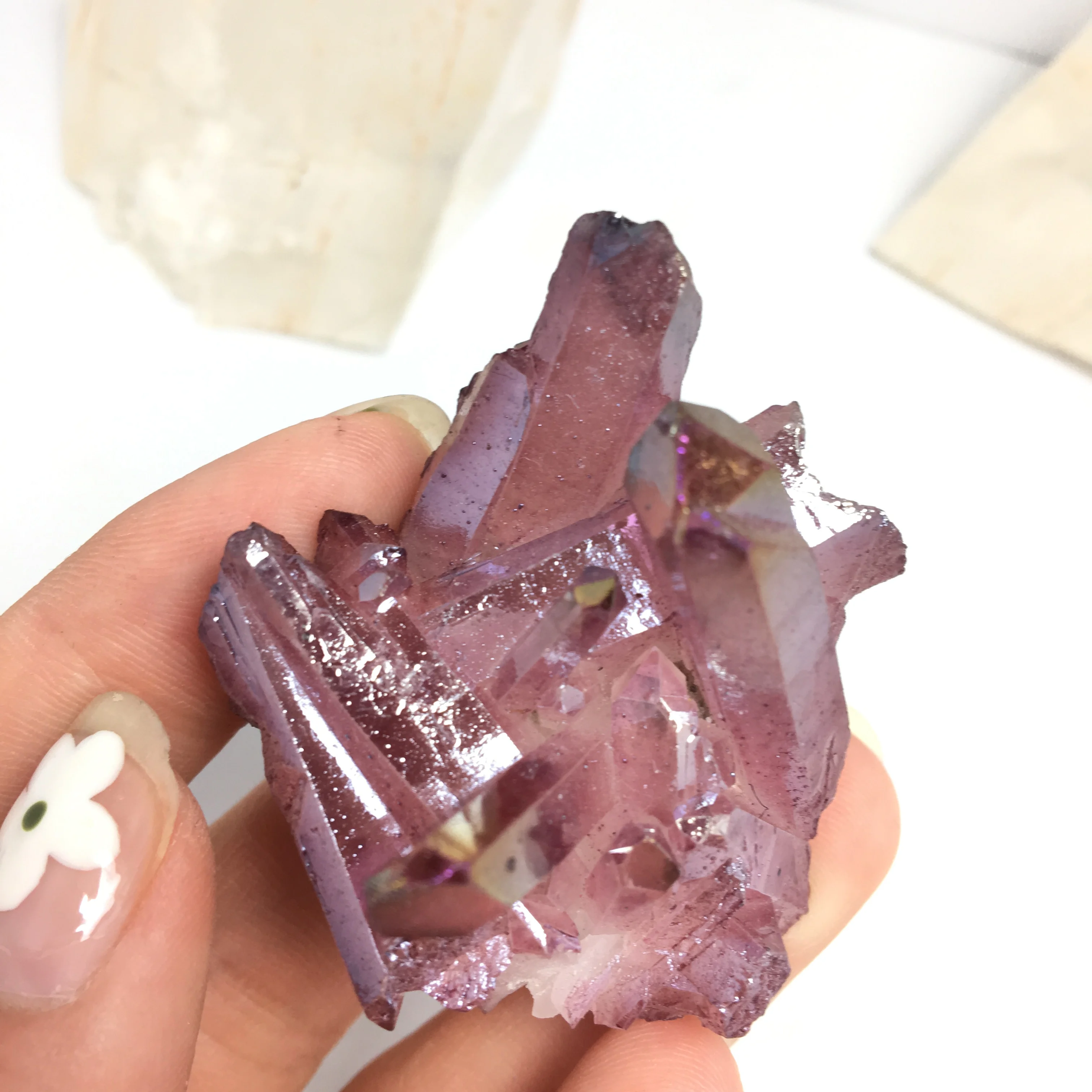 

Aura Quartz Crystal Cluster Angel Aura Natural Quartz Crystal Druzy Geode Specimen Minerals Reiki Healing Chakra