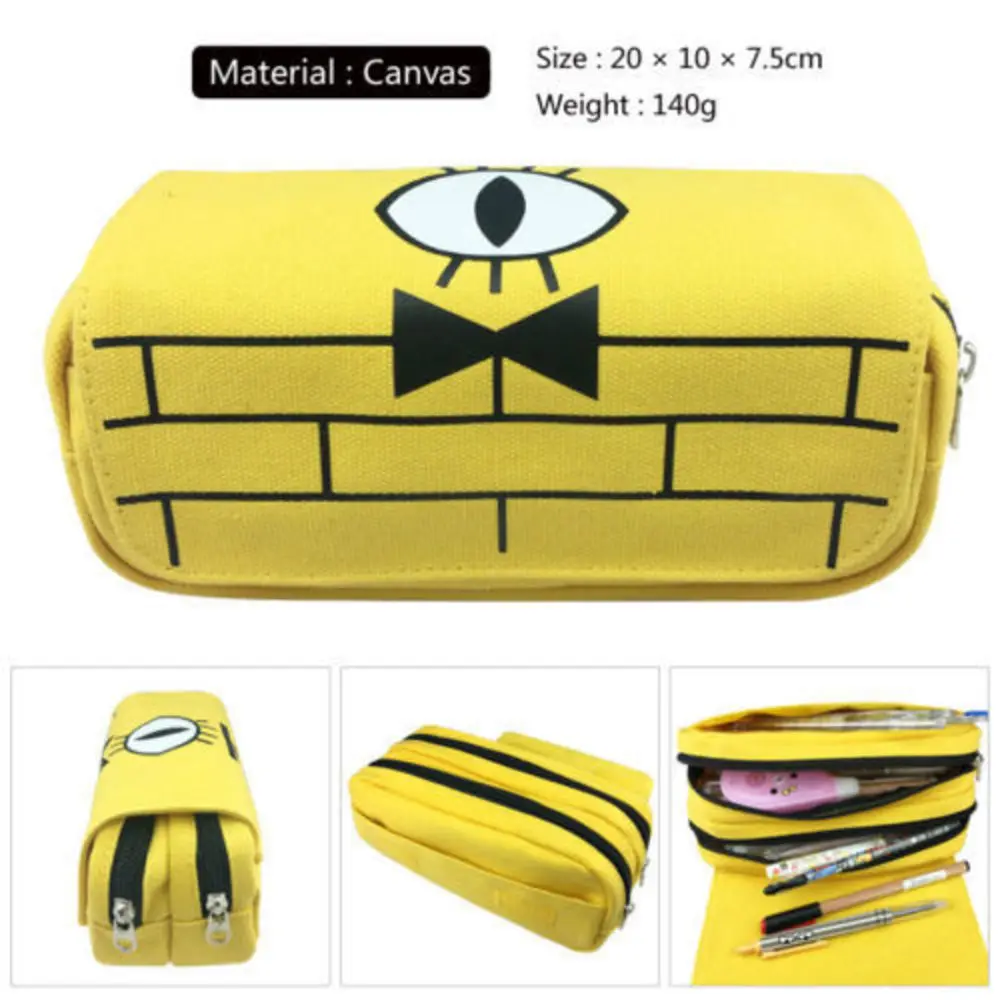 

Gravity Falls Bill Pencil Case Pen Bags Make up Cosmetic Bag Student Stationery Multi-function flip Bags Gift
