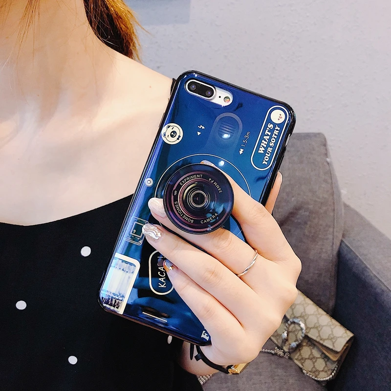 Для iphone 5 6s 7 8 X XR SE XS max 6 8plus Милые Роскошные аксессуары синий луч 3D камера чехол для