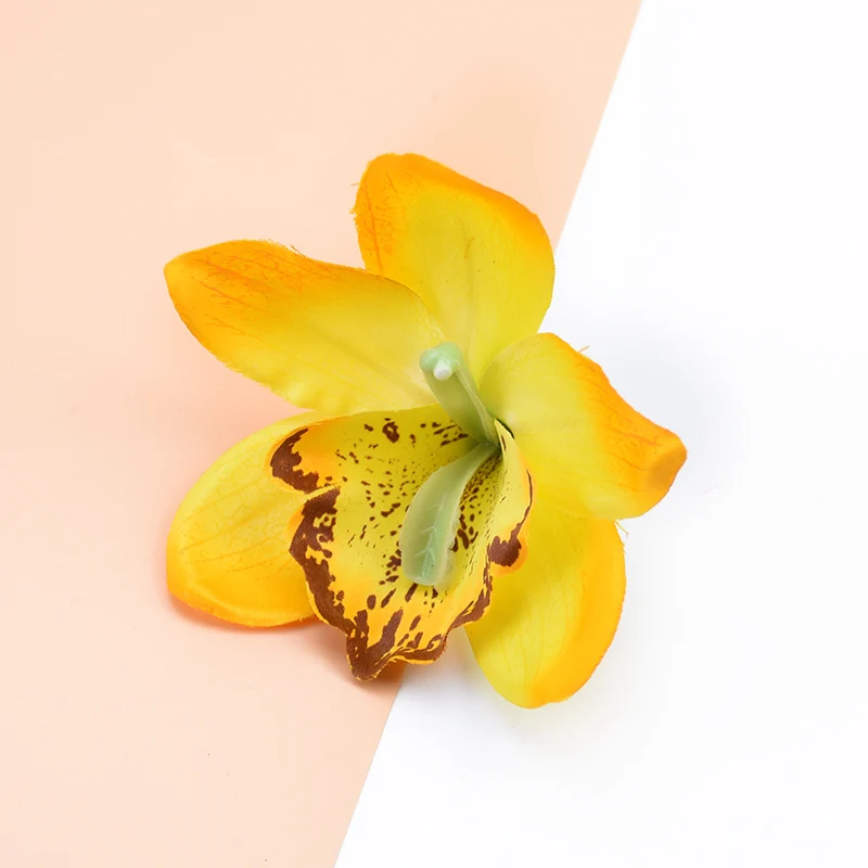 3 шт. шелковые виды Орхидея, искусственные цветы для украшения дома, искусственные растения для скрапбукинга, декоративные цветы, венки - Цвет: yellow