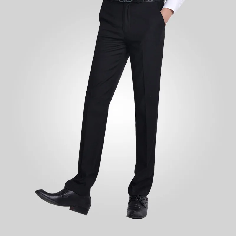 Summer Twill Cotton Flat Office Work Wear Gentleman Men Black Suit Pants Mens Cargo Business